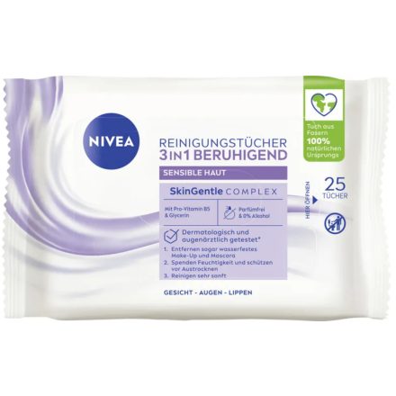 Nivea arctisztító kendő 25 db 3in1 Sensitive