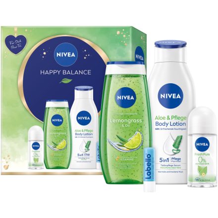 Nivea ajándékcsomag Happy Balance tusfürdő 250ml+testápoló 400ml+roll on 50ml+la