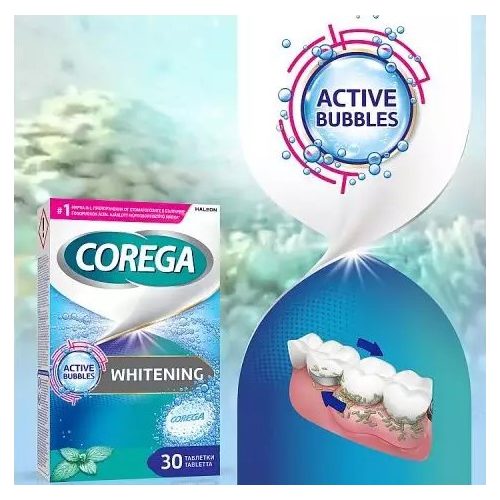 Corega műfogsortisztító tabletta 30 db Whitening