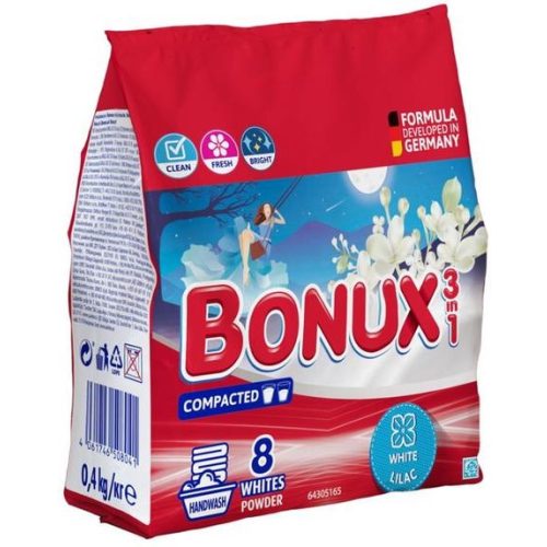 Bonux mosópor zacskós kézi 8 mosás 400 g 3in1 White Lilac
