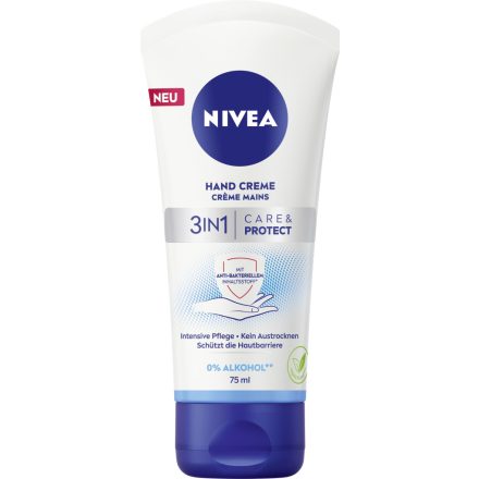 NIvea kézkrém tubusos 75 ml Care&Protect 3in1 0% alkohol