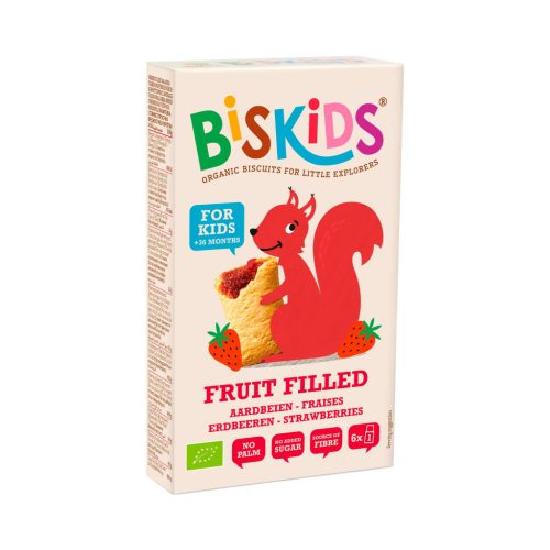 Biskids Fruit Filled biokeksz 120g - eperpürével töltve 36 hónapos kortól