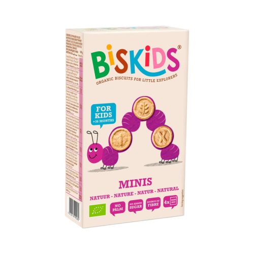 Biskids Minis biokeksz 120g - natural, alma ízzel gyerkeknek 36 hónapos kortól