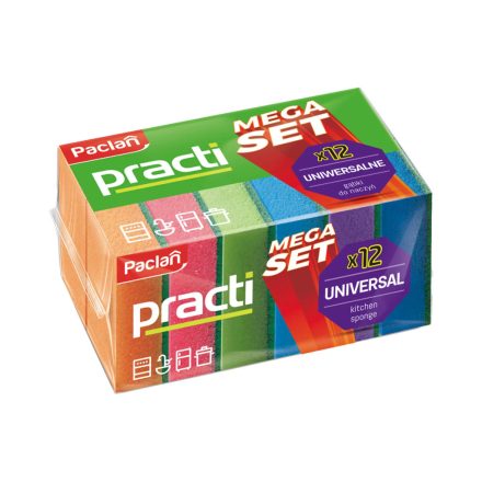 Paclan Practi mosogatószivacs dörzsivel Mega Set 12 db