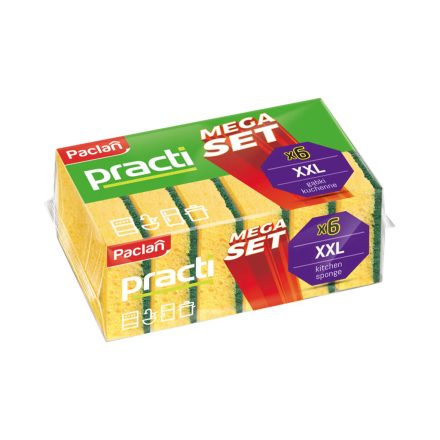 Paclan Practi mosogatószivacs dörzsivel Mega Set 6 db