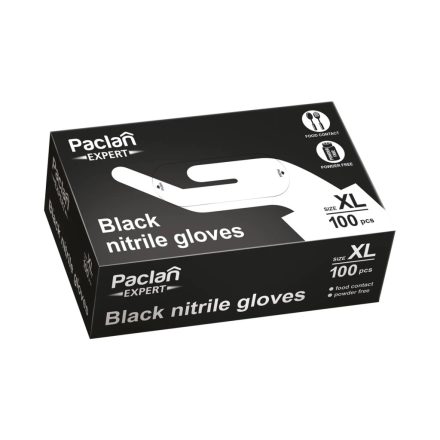 Paclan Expert Fekete Nitril kesztyű 100db - XL 90/70my