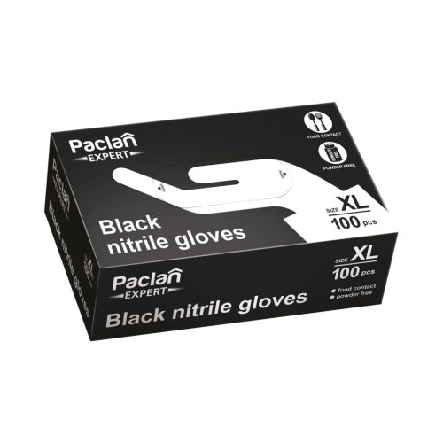 Paclan Expert Fekete Nitril kesztyű 100db - XL 90/70my