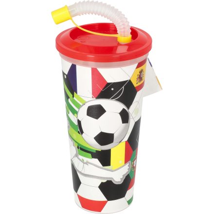 Szívószálas pohár csokis keksszel 10g - Football