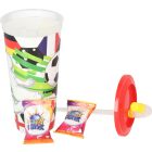 Szívószálas pohár csokis keksszel 10g - Football