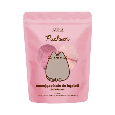 Pusheen Pezsgő fürdőgolyó válogatás – eper és görögdinnye illattal 6×50 g