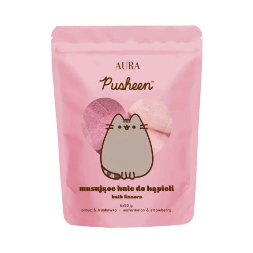   Pusheen Pezsgő fürdőgolyó válogatás – eper és görögdinnye illattal 6×50 g