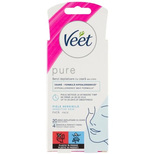Veet hideggyanta csíkok arcra 20 db+4 db törlőkendő Pure Sensitive Skin