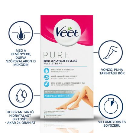 Veet hideggyanta csíkok 20 db+2 db törlőkendő Sensitive Skin