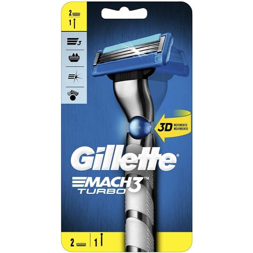 Gillette készülék+2 db borotvabetét Mach3 Turbo 3D Flexball