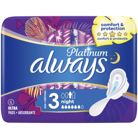 Always eü.betét 6 db Platinum Ultra Night Size 3