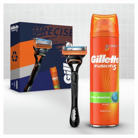 Gillette ajándékcsomag Fusion készülék+betét+borotvagél 200 ml
