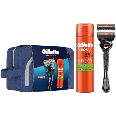 Gillette neszeszer Proglide készülék + betét +tartó +Fusion borotvagél 200 ml