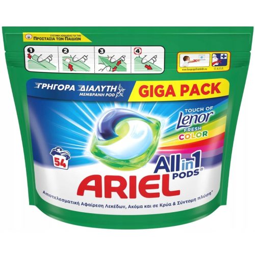 Ariel folyékony kapszula 54 mosás 54 db All in 1 Touch of Lenor Color