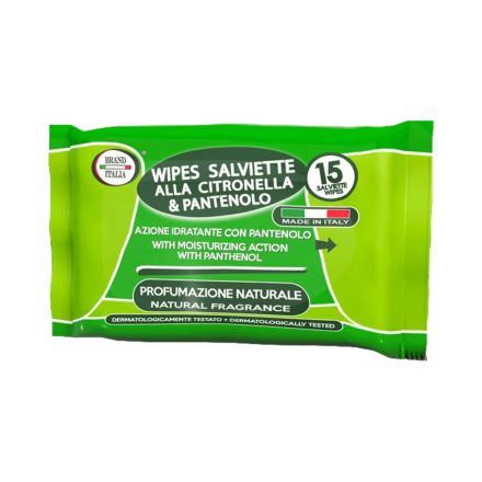 Szúnyogok elleni törlőkendő citromfűvel és panthenollal 15 db