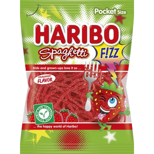 HARIBO Spaghetti Fizz Strawberry 75g (20 db/#, 260 db/sor)