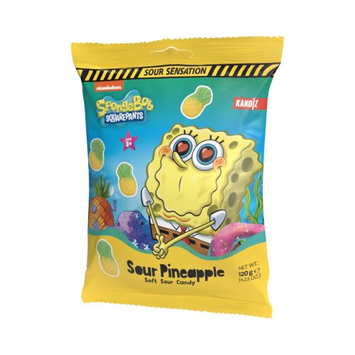   Gummiz Sour Pineapple - Savanyú ananászos gumicukor 120g - Spongyabob