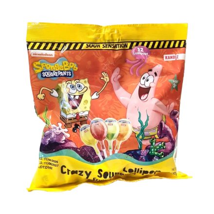 Crazy Sour Lollipop - Savanyú nyalóka 120g - Spongyabob