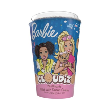 Cloudiz pohár mini keksz kakaókrémmel töltve 125g - Barbie
