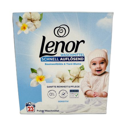 Lenor mosópor dobozos 23 mosás 1,265 kg Sensitive Cotton Flower&Tiara