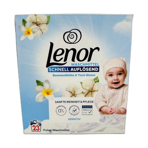   Lenor mosópor dobozos 23 mosás 1,265 kg Sensitive Cotton Flower&Tiara