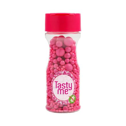 Tasty Me gluténmentes cukor gyöngy tortadekor mix málnarózsaszín 70g