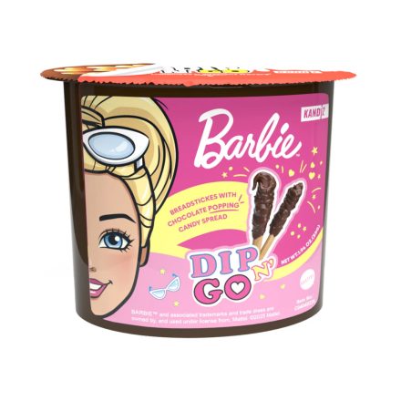 Dip N' Go Kakaós mogyorókrém robbanócukorral és ropogós pálcikák 55g - Barbie